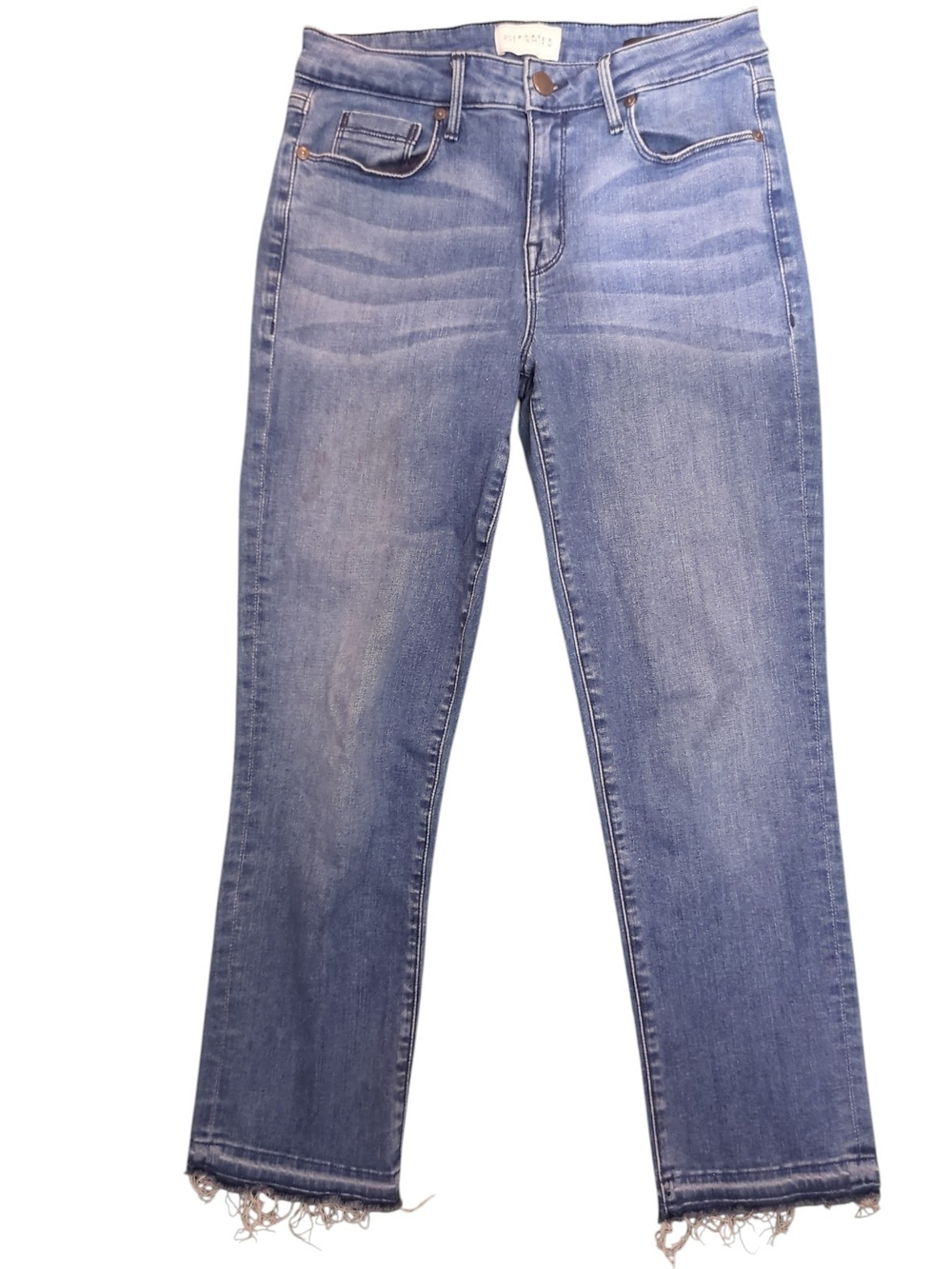 Parker Smith Bowery Straight Crop Jeans Raw Frayed Hem Milano Wash Size 29 Indie